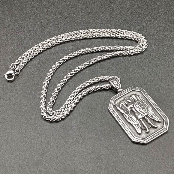 Prosteel Saint Michael Stainless Steel Pendant Necklace  Archangel Saint Michael Necklace Solid Stainless Steel Anniversary Birthday NEW!